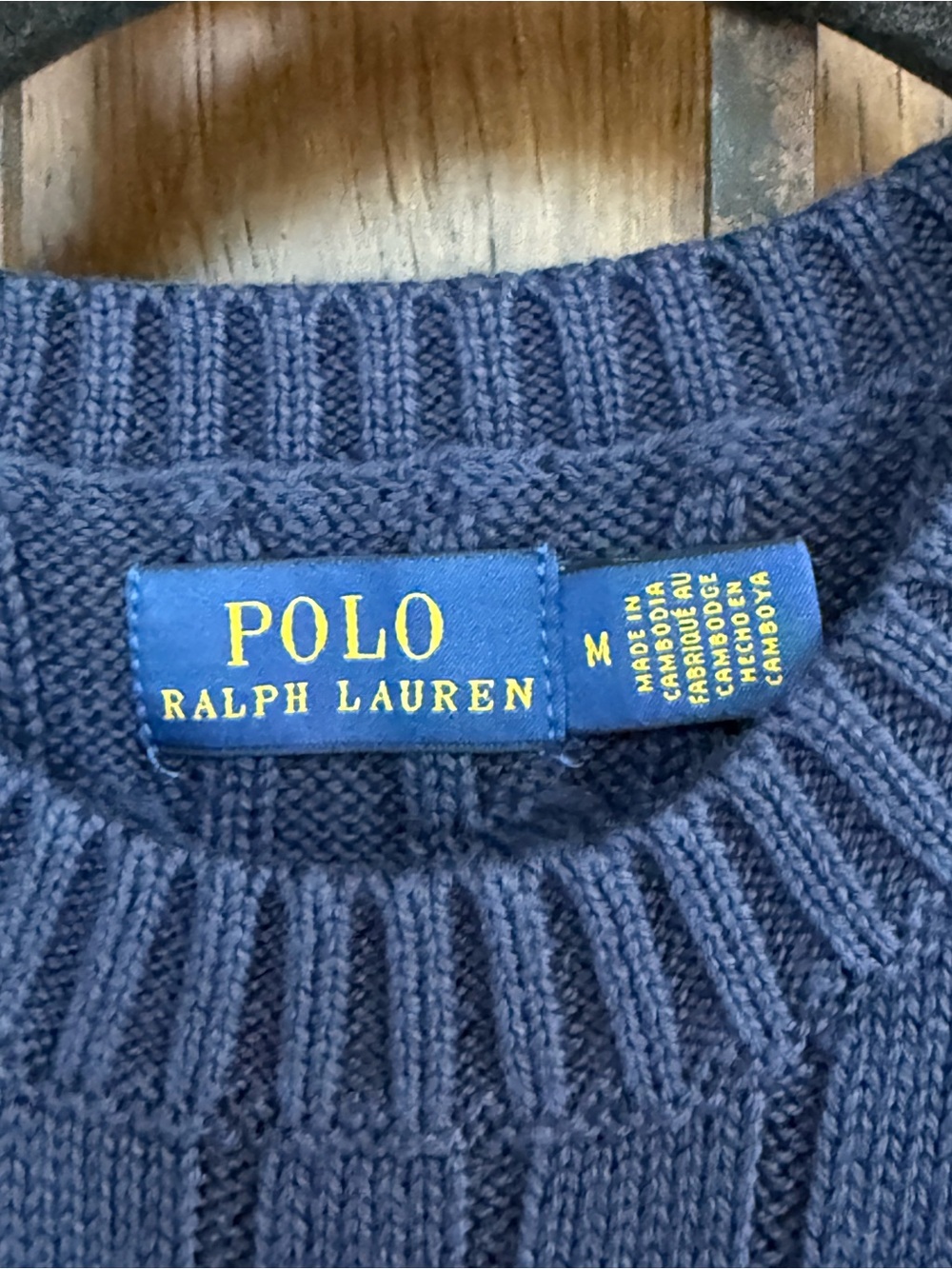Ralph Lauren Blue Cable-Knit Crewneck Sweater Size M - Picture 4 of 6